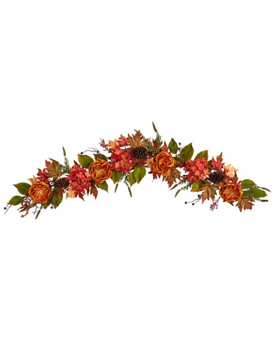 Nearly Natural 6ft. Fall Ranunculus, Hydrangea & Berries Autumn Artificial  Garland In Multi