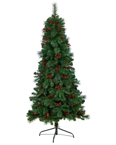 Nearly Natural 6ft. Flat Back Montreal Mountain Pine Artificial Christmas Tree In Green