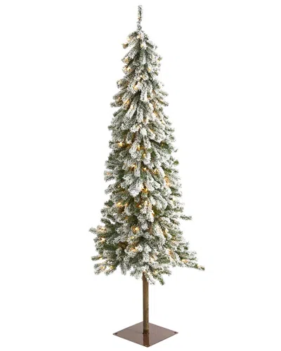 Nearly Natural 6ft Flocked Alpine Christmas Artificial Tree In Green