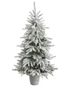 Nearly Natural 6ft. Flocked Long Vermont Pine Artificial Christmas Tree In Green