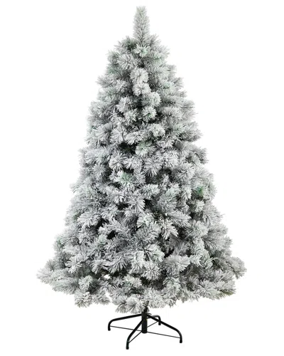 Nearly Natural 6ft. Flocked Oregon Pine Artificial Christmas Tree In Green