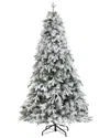 Nearly Natural 6ft. Flocked Vermont Mixed Pine Artificial Christmas Tree With 300 Clear Led Lights In Green