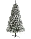 Nearly Natural 6ft. Flocked West Virginia Fir Artificial Christmas Tree In Green