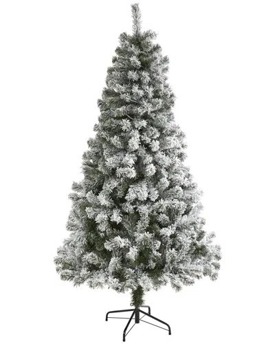 NEARLY NATURAL NEARLY NATURAL 6FT. FLOCKED WEST VIRGINIA FIR ARTIFICIAL CHRISTMAS TREE