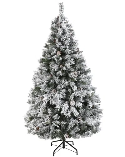 Nearly Natural 6ft Flocked White River Mountain Pine Artificial Christmas Tree In Green