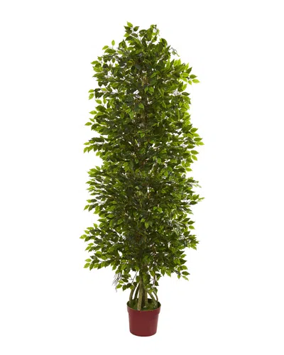 Nearly Natural 6ft Four Tier Mini Ficus Artificial Tree Uv Resistant In Green