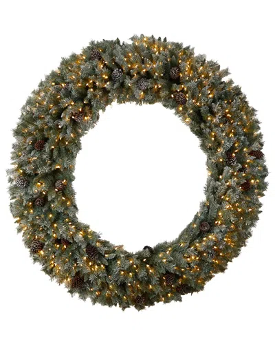 Nearly Natural 6ft. Giant Flocked Christmas Artificial Wreath In Green