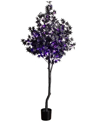 Nearly Natural 6ft. Pre-lit Artificial Halloween Black Maple Tree