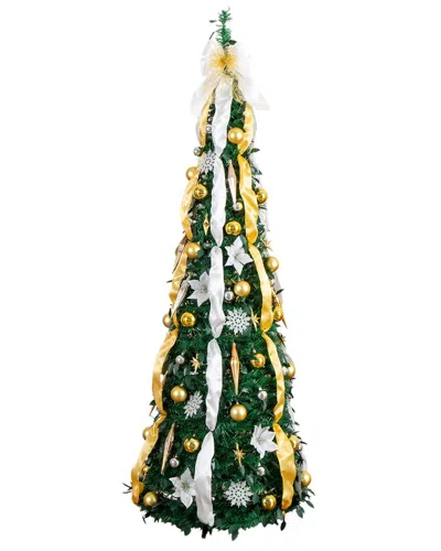 Nearly Natural 6ft. Pre-lit Artificial Pop Up Christmas Tree In Green