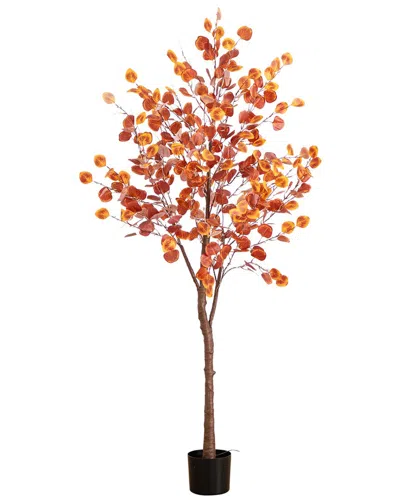 NEARLY NATURAL NEARLY NATURAL 6FT PRE-LIT AUTUMN EUCALYPTUS ARTIFICIAL FALL TREE WITH 300  WARM WHITE LED LIGHTS