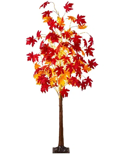 Nearly Natural 6ft. Pre-lit Autumn Weeping Maple Artificial Fall Tree In Orange