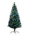 Nearly Natural 6ft Pre-lit Fiber Optic Artificial Christmas Tree With 220 Colorful Led Lights & Remo In Green