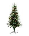Nearly Natural 6ft Pre-lit Fiber Optic Artificial Pinecone & Berries Christmas Tree With 64 Warm Whi In Green
