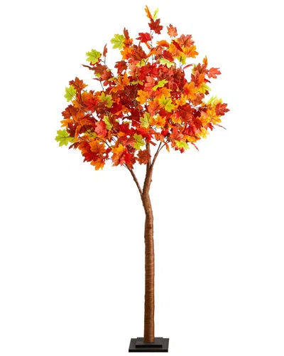 Nearly Natural 6ft. Pre-lit Shades Of Autumn Maple Artificial Fall Tree In Orange