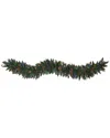 Nearly Natural 6ft. Snow Dusted Artificial Christmas Garland With 50 Multicolored Led Lights In Green