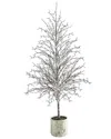 Nearly Natural 6ft. Snowed Twig Artificial Tree In Decorative Planter In Gray