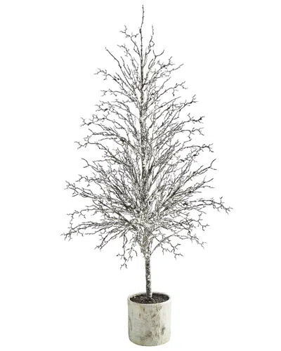 NEARLY NATURAL NEARLY NATURAL 6FT. SNOWED TWIG ARTIFICIAL TREE IN DECORATIVE PLANTER