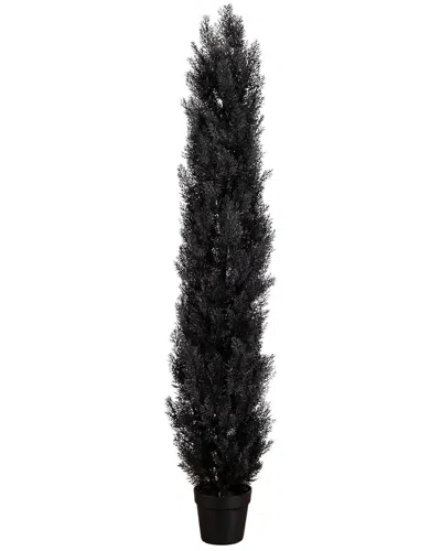 Nearly Natural 6ft. Uv Resistant Artificial Halloween Black Cedar Tree  (indoor/outdoor)