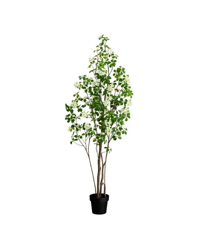 Nearly Natural 6ft. Artificial Dogwood Tree With Real Touch Leaves In Green