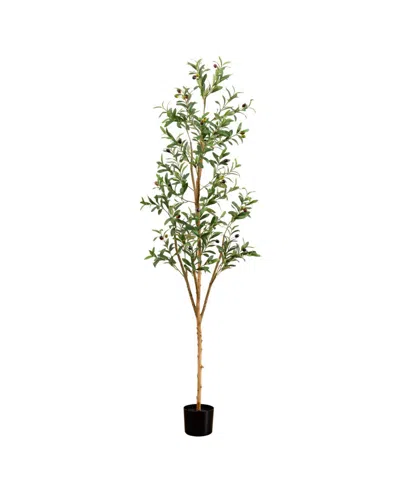 Nearly Natural 6ft. Artificial Olive Tree With Natural Trunk In Green