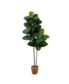 Nearly Natural 6-feet Artificial Rubber Tree In Green