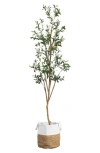 Nearly Natural 7ft. Artificial Olive Tree With Natural Trunk And In Green