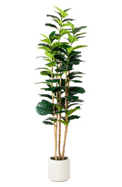 Nearly Natural 7-foot Artificial Fiddle Fig Leaf Tree In Green