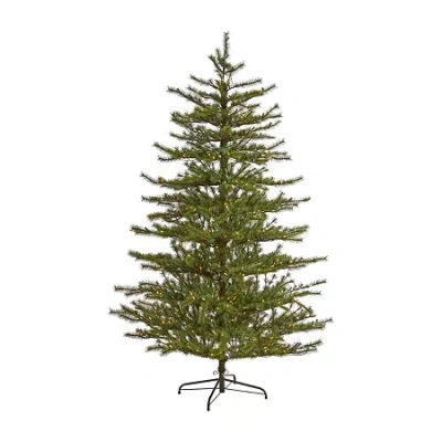 Nearly Natural 7 Foot Mountain Pine With 1762 Bendable Branches And 450 Clear Lights Pre-lit Christmas Tree In Green