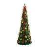 Nearly Natural 7 Foot Pre-lit Collapsible Pre-decorated Pine Christmas Tree In Green