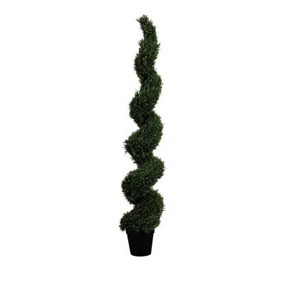 Nearly Natural 7' Uv Resistant Artificial Rosemary Spiral Topiary Tree (indoor/outdoor) In Green