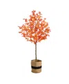 Nearly Natural 6ft Artificial Autumn Maple Tree With Handmade Basket In Orange