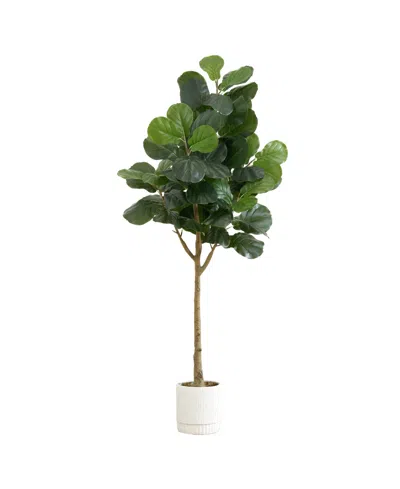 Nearly Natural 6ft. Fiddle Leaf Fig Tree Artificial Plant In Green