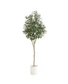 Nearly Natural 72" Artificial Olive Tree With Decorative Planter In Green