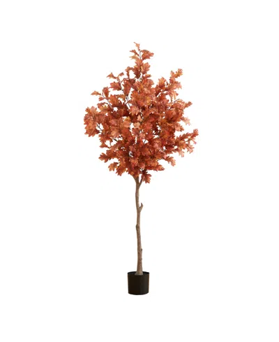 Nearly Natural 6ft Autumn Oak Artificial Tree In Orange