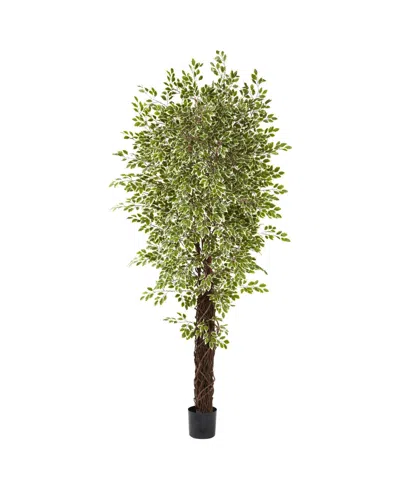 Nearly Natural 7.5' Variegated Mini Ficus Tree In Green