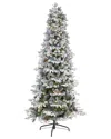 Nearly Natural 7.5ft. Flocked Alaskan Pre-lit Artificial Christmas Tree In Green