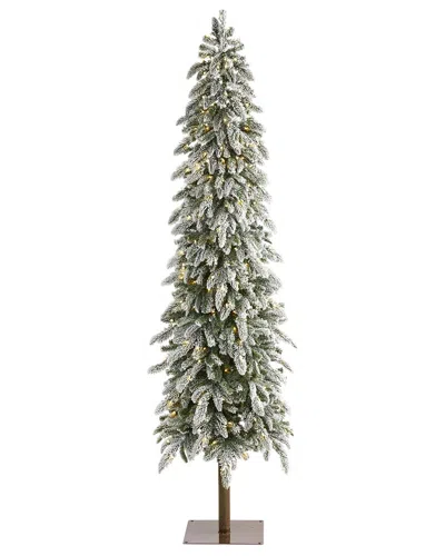 Nearly Natural 7.5ft. Flocked Washington Alpine Christmas Artificial Tree In White