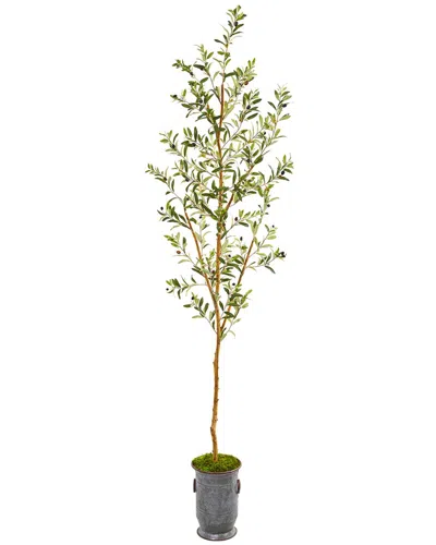 Nearly Natural 7.5ft Olive Artificial Tree In Decorative Planter In Green