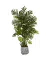 Nearly Natural 75in. Areca Palm Artificial Tree In White Planter In Green