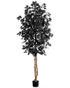 Nearly Natural 7ft. Artificial Halloween Black Ficus Tree In Black