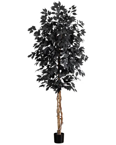Nearly Natural 7ft. Artificial Halloween Black Ficus Tree