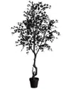 Nearly Natural 7ft. Artificial Halloween Black Maple Tree In Black
