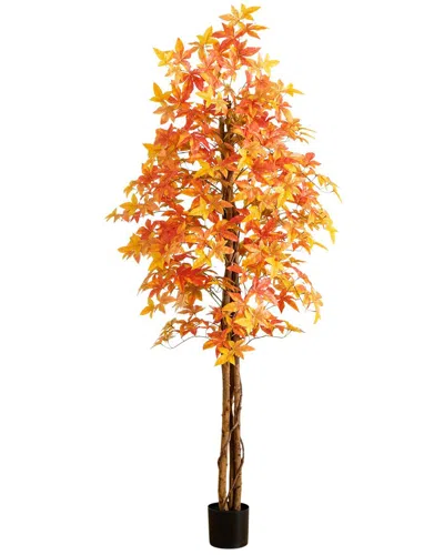 Nearly Natural 7ft. Autumn Deluxe Maple Artificial Fall Tree In Orange