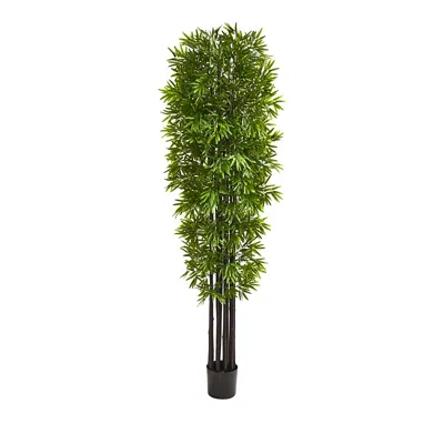 Nearly Natural 7ft. Bamboo Artificial Tree With Black Trunks Uv Resistant (indoor/outdoor) In Green