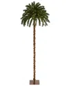 Nearly Natural 7ft. Christmas Palm Artificial Tree With 300 White Warm Led Lights In Green