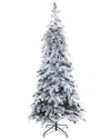 Nearly Natural Montana Down Swept Spruce With Pinecones And 400 Led Lights Artificial 7 Foot Pre-lit Flocked Spruce In Green