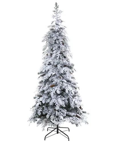 NEARLY NATURAL NEARLY NATURAL 7FT FLOCKED MONTANA DOWN SWEPT SPRUCE ARTIFICIAL CHRISTMAS TREE