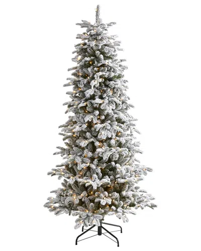Nearly Natural 7ft. Flocked North Carolina Fir Artificial Christmas Tree In White