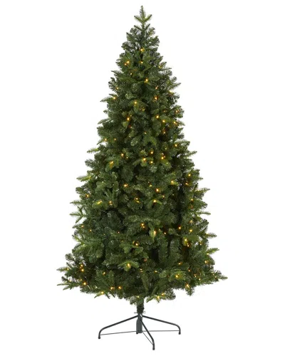 Nearly Natural 7ft. Grand Teton Spruce Flat Back Artificial Christmas Tree With 220 Clear Led Lights In Green
