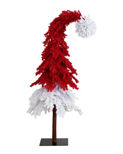 Nearly Natural 7ft. Holiday Red Santas Hat Christmas Tree With 50